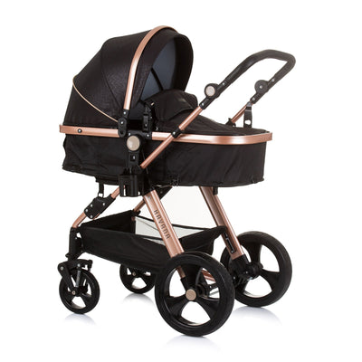 BUNDLE SET NUMMER 2: 3-in-1 Kinderwagen „HAVANA BLACK“ + BABYBETT AVA 120cm X 60cm inkl. Matratze
